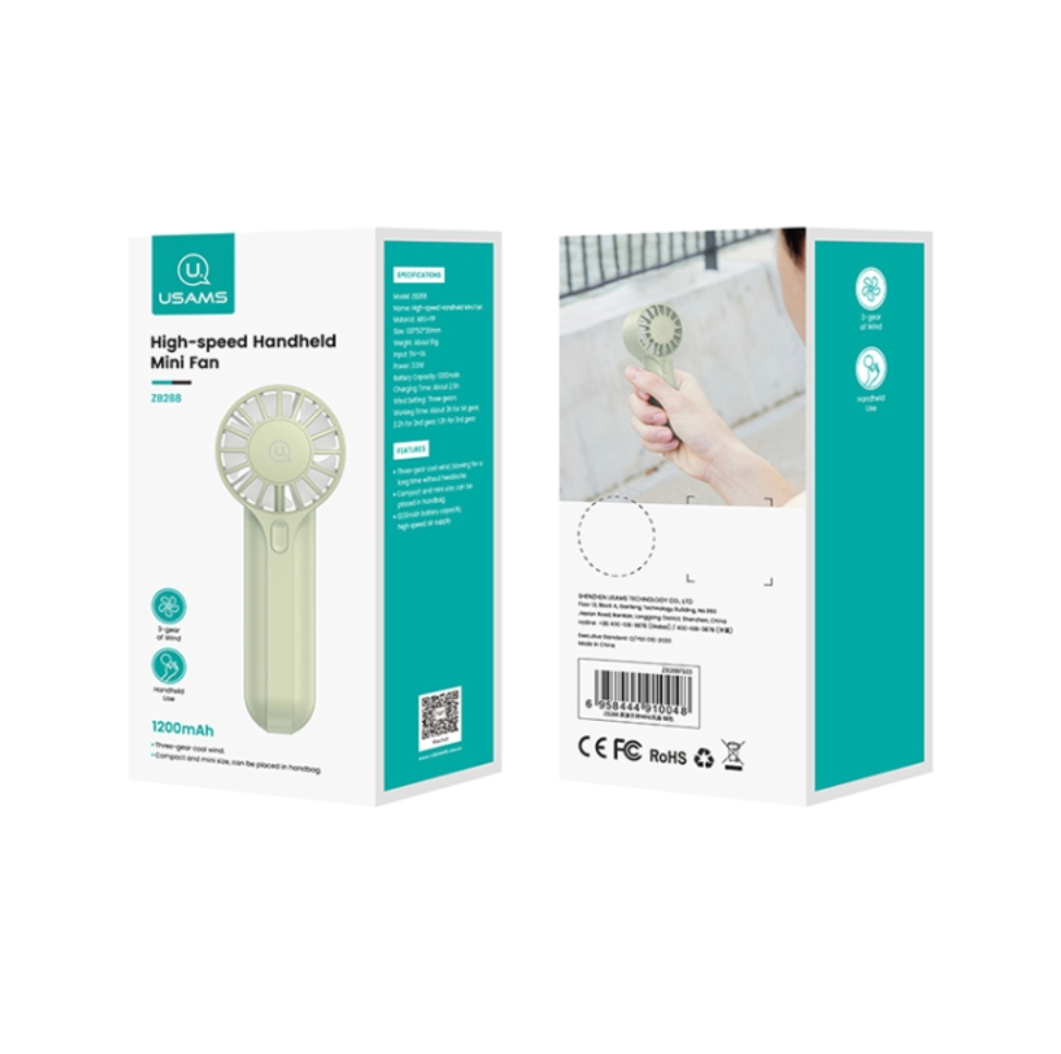 Mini Ventilador De Mano Usams Zb288 Portatil Rosa – imagen 5