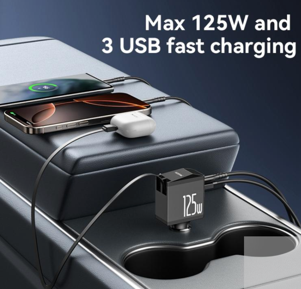 Cargador Carga Rapida Yesido Y71 3 en 1 de 125w + Cable Tipo C Negro – imagen 2