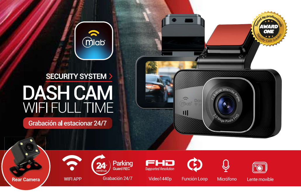 Camara De Auto Mlab 9611 Wifi Dash Cam Full Hd 1080p Negro – imagen 4