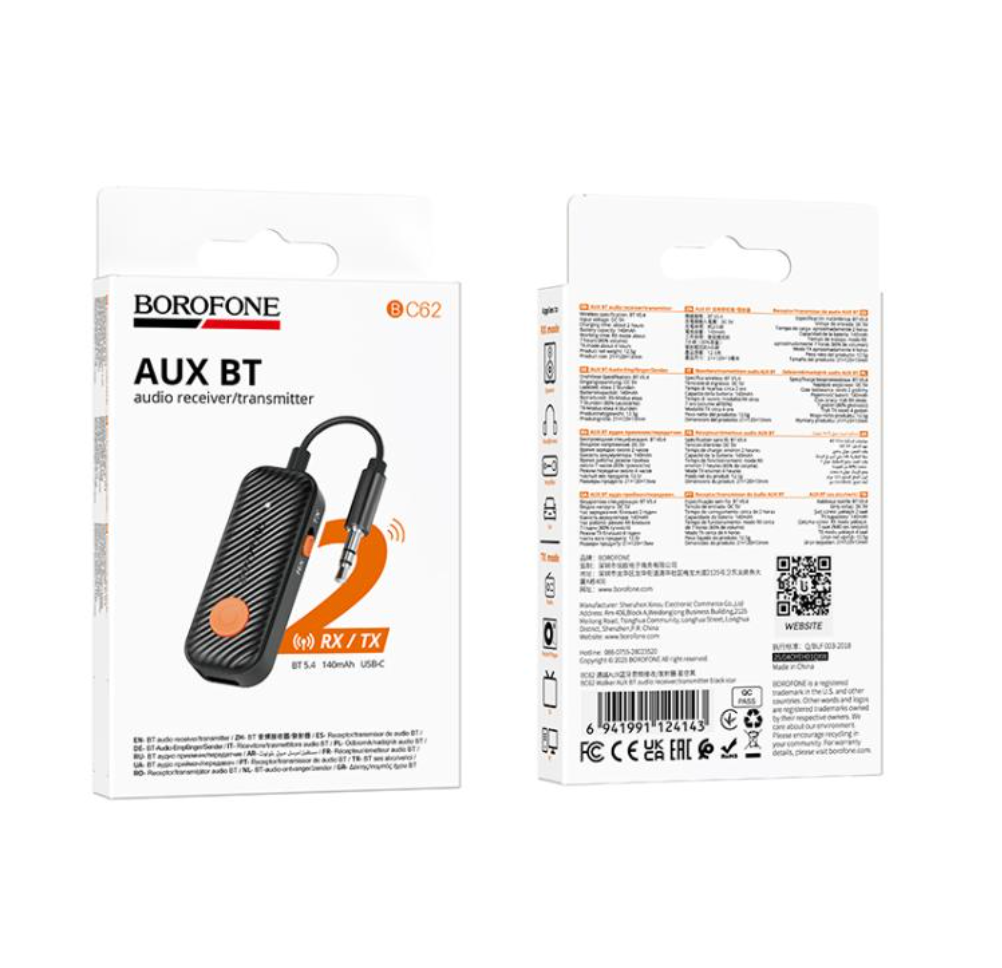 Receptor Transmisor De Audio Bluetooth Borofone Bc62 Aux Negro – imagen 3