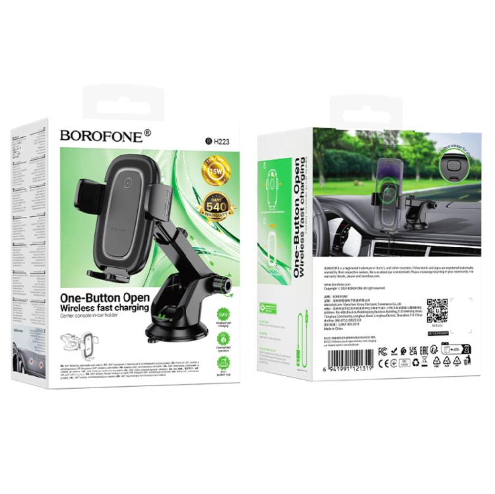 Soporte De Auto Rejilla Borofone Bh223 Carga Inalambrica Negro – imagen 3