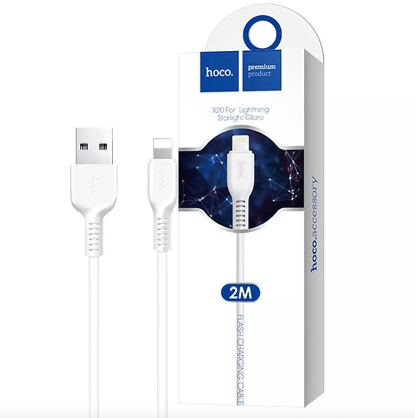 Cable Usb a Lightning Hoco X20 2 Metros Blanco – imagen 3