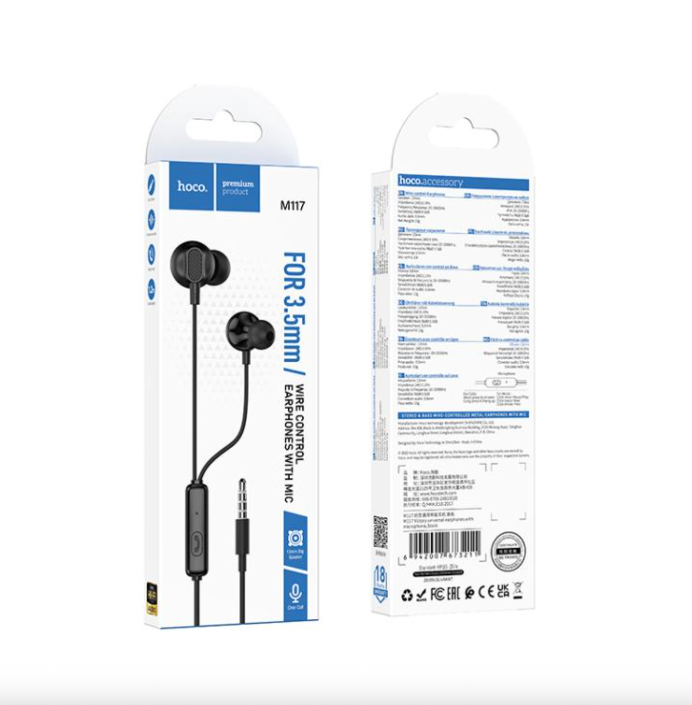 Audífonos In Ear Hoco M117 Con Gomita 3.5mm Negro – imagen 3