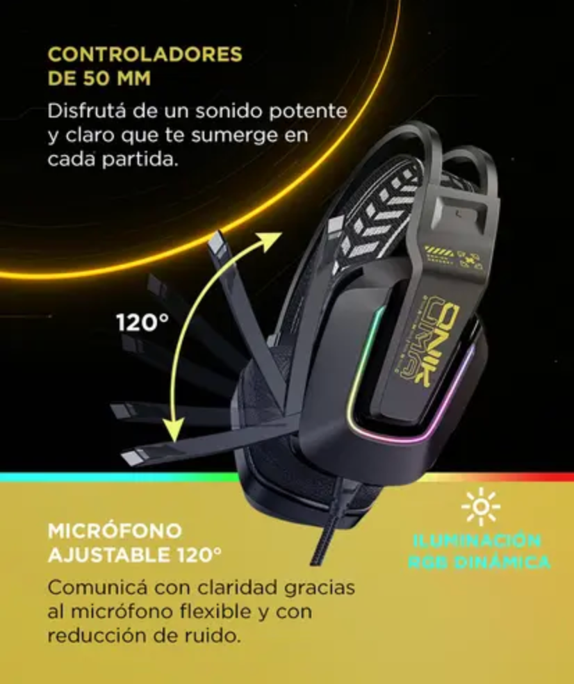 Audifonos Gamer Onikuma X13 Sonido Envolvente Micrófono Rgb Negro – imagen 2