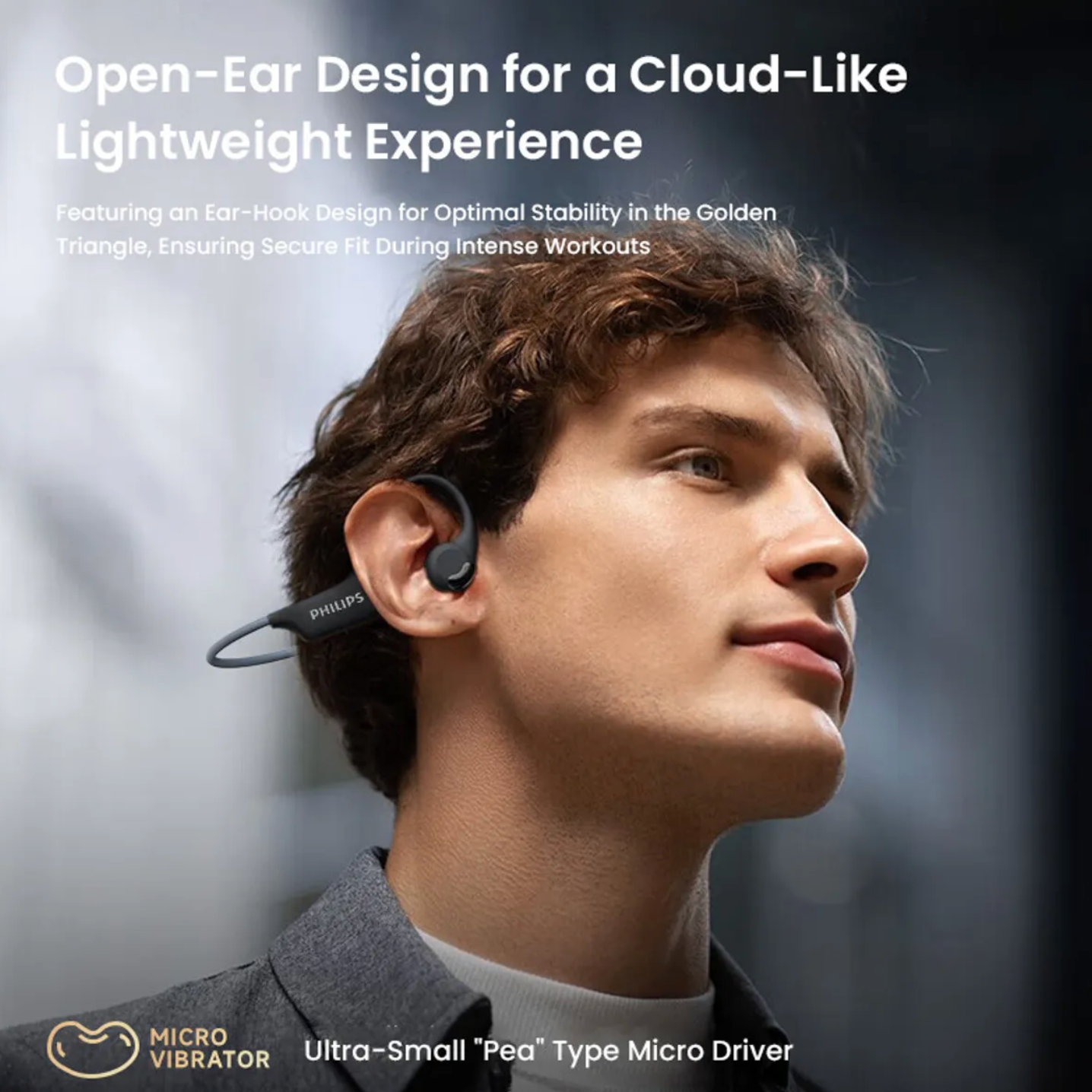 Audífonos Open Ear Bluetooth Philips Conducción Osea TAA1708 Negro – imagen 2