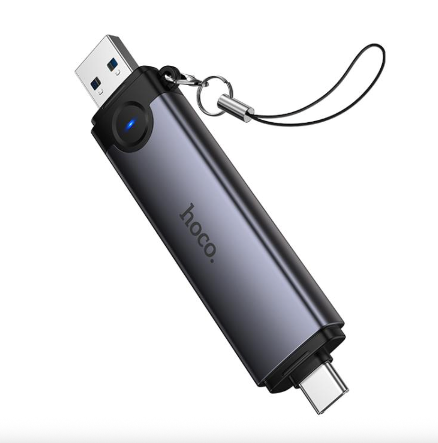 Lector De Tarjetas 3 en 1 Tipo C SD Micro Sd + Usb Hoco Hb56 Gris – imagen 3