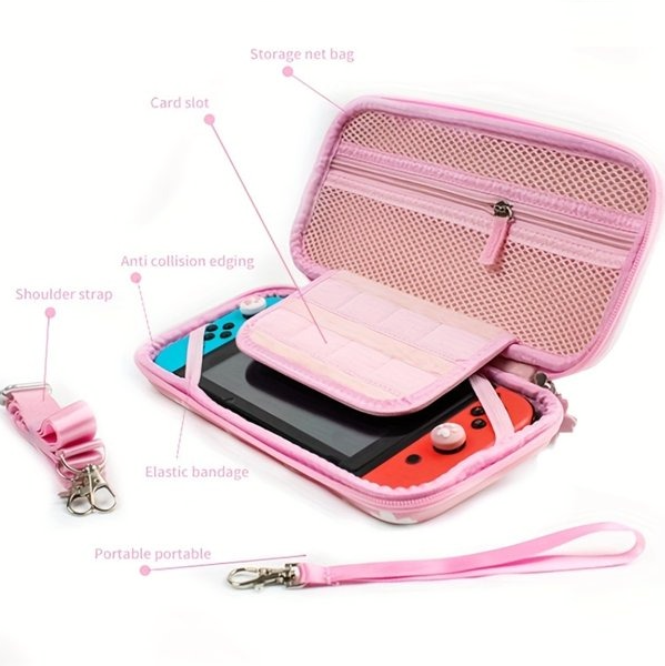 Bolso Estuche Protector Para Nintendo Switch / Oled Dual Rosa