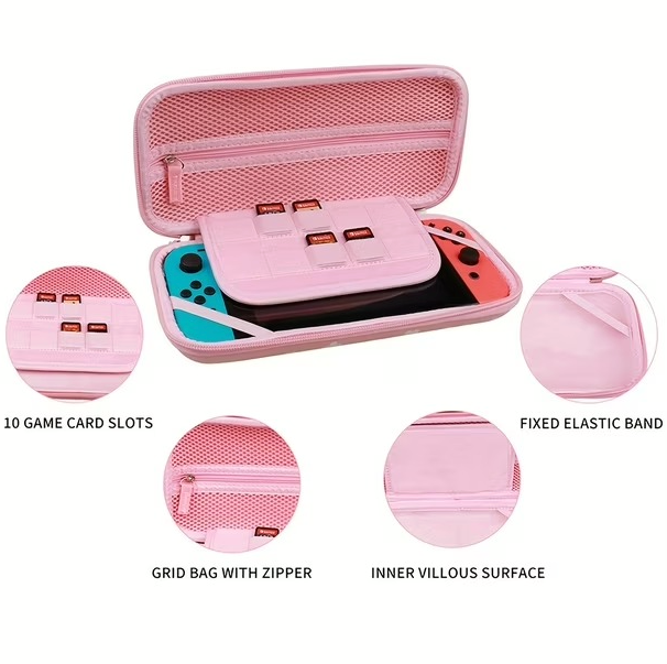 Bolso Estuche Protector Para Nintendo Switch / Oled Dual Rosa