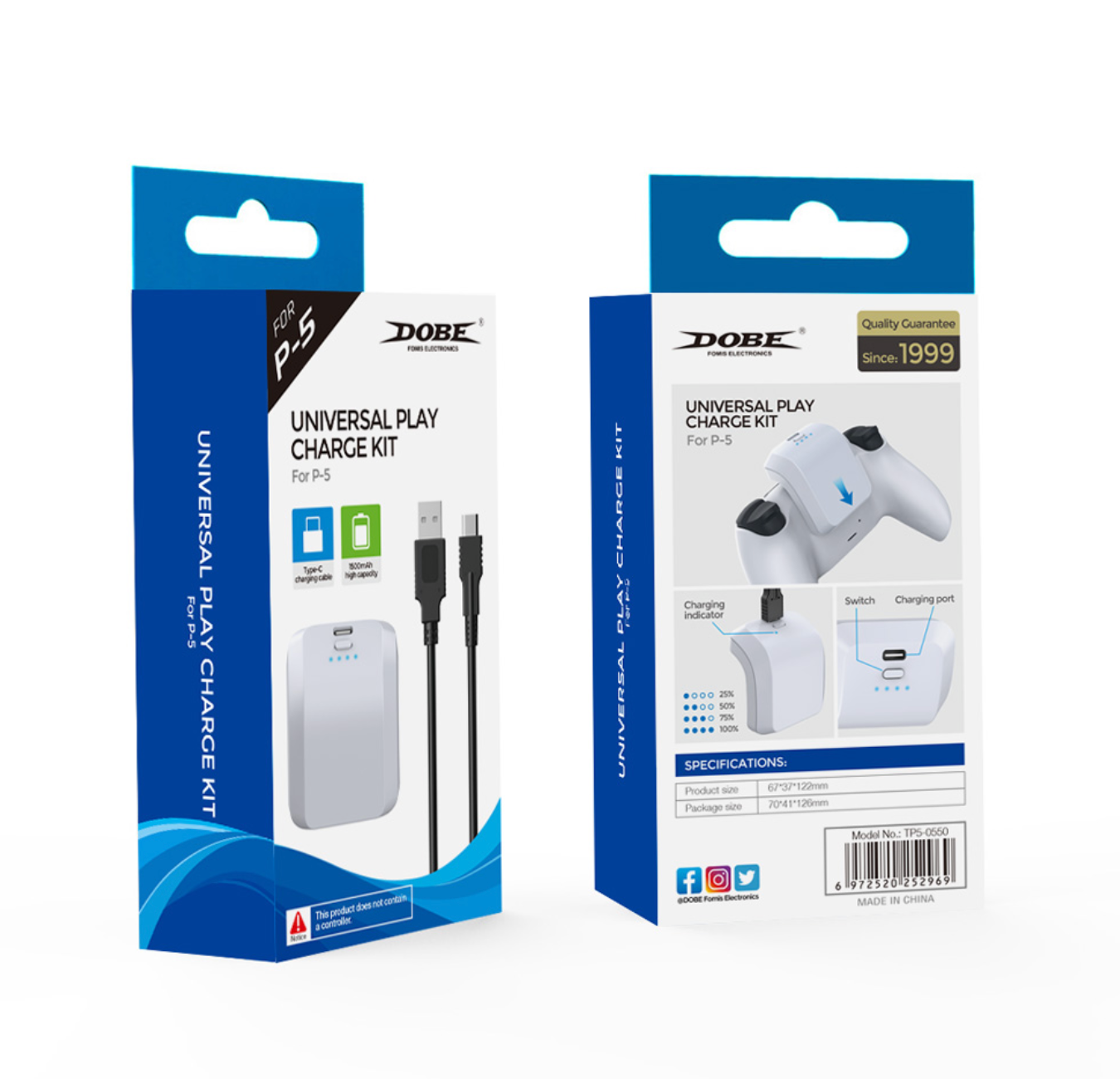 Batería Externa Dobe TP5-0550 para Control PS5 DualSense 3000 mAh Blanca - vista 2