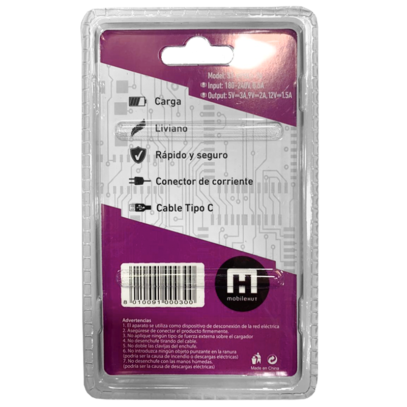 Cargador Adaptador Turbo 3.0 + Cable Tipo C Blanco – imagen 2