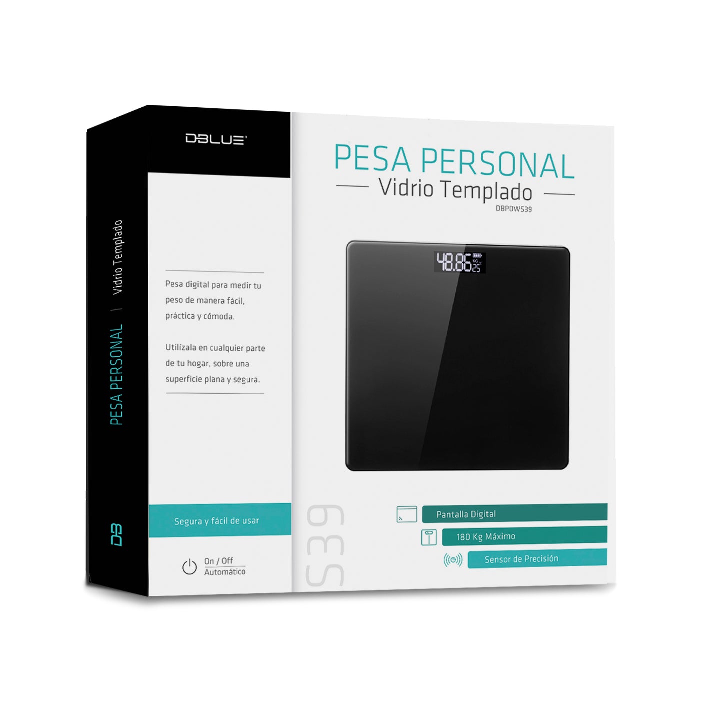 Pesa Personal Digital Vidrio Templado 180kg Dblue Dbpdws39 Negro – imagen 3