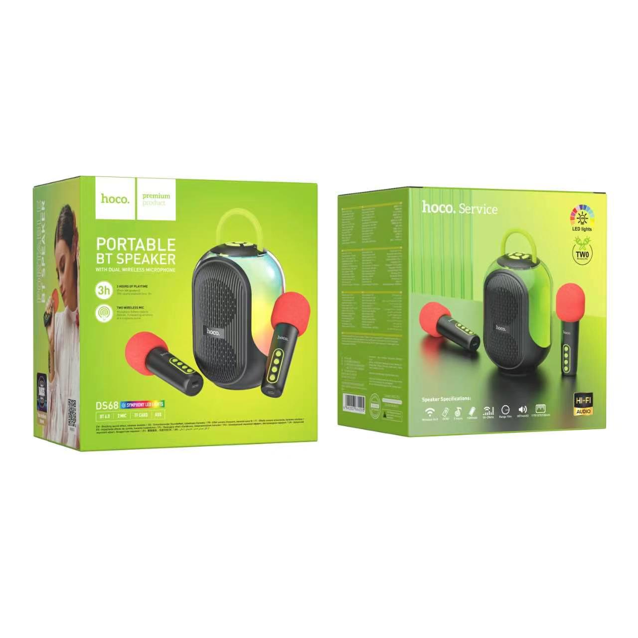 Parlante Karaoke Hoco DS68 Bluetooth RGB 10W con 2 Micrófonos Inalámbricos - vista 3