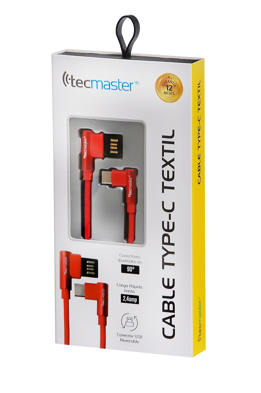 Cable Tipo C Reversible 90º Reforzado Tecmaster Rojo – imagen 4