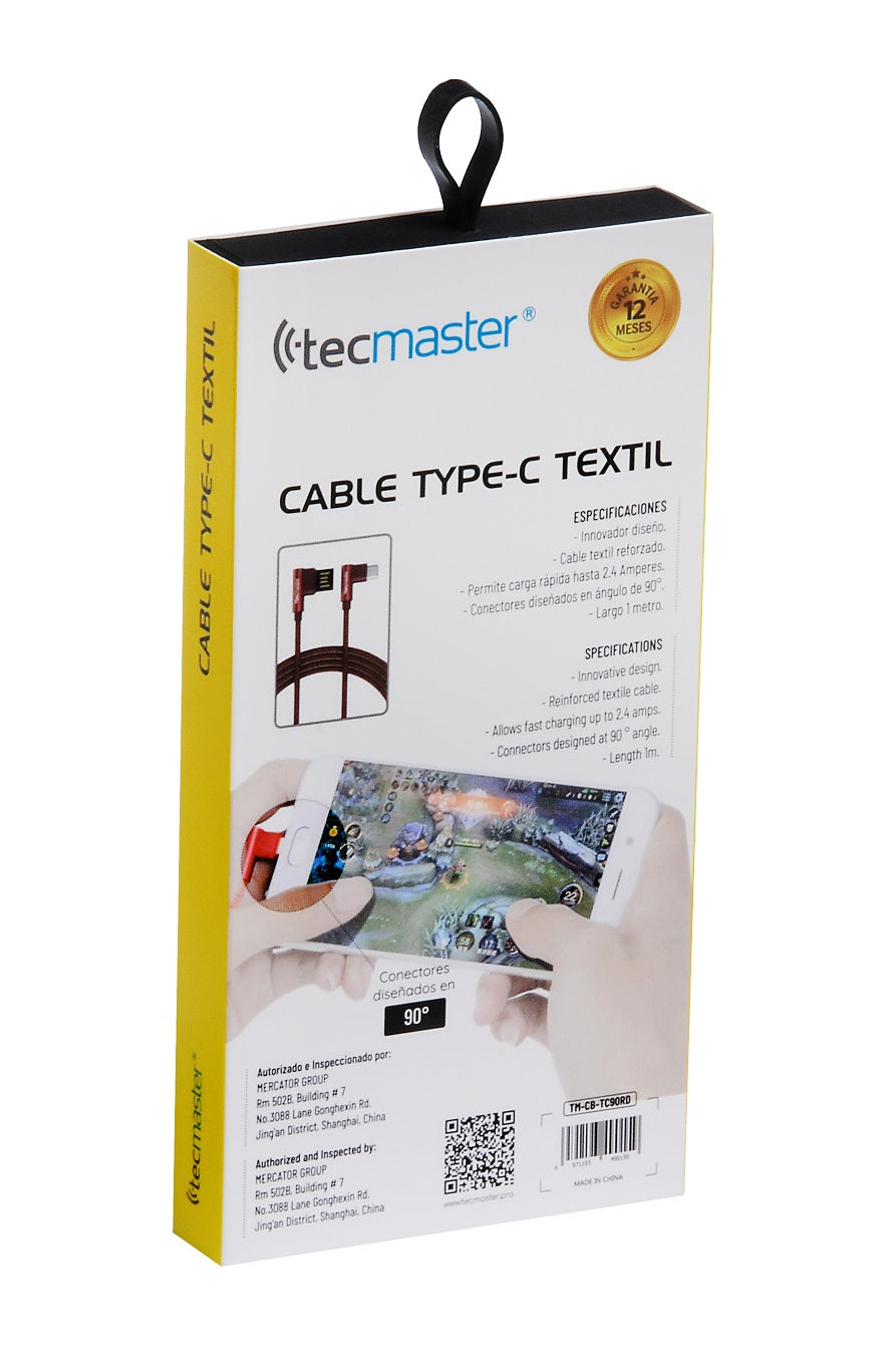 Cable Tipo C Reversible 90º Reforzado Tecmaster Rojo – imagen 3