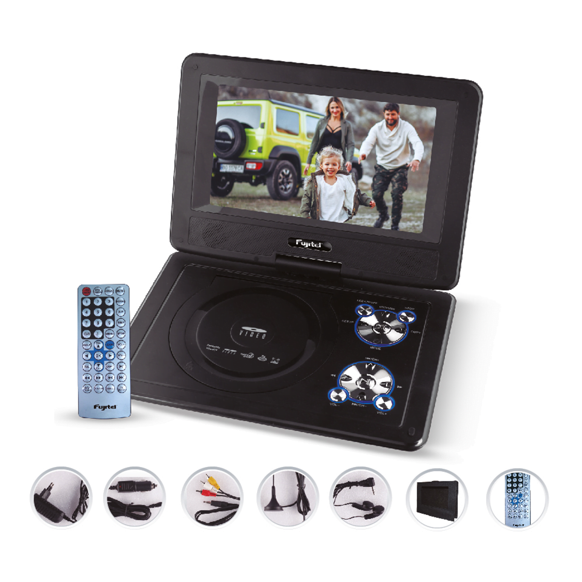 Dvd Portátil Fujitel Con Tv Microlab 8,5" + Funda Protectora Negro