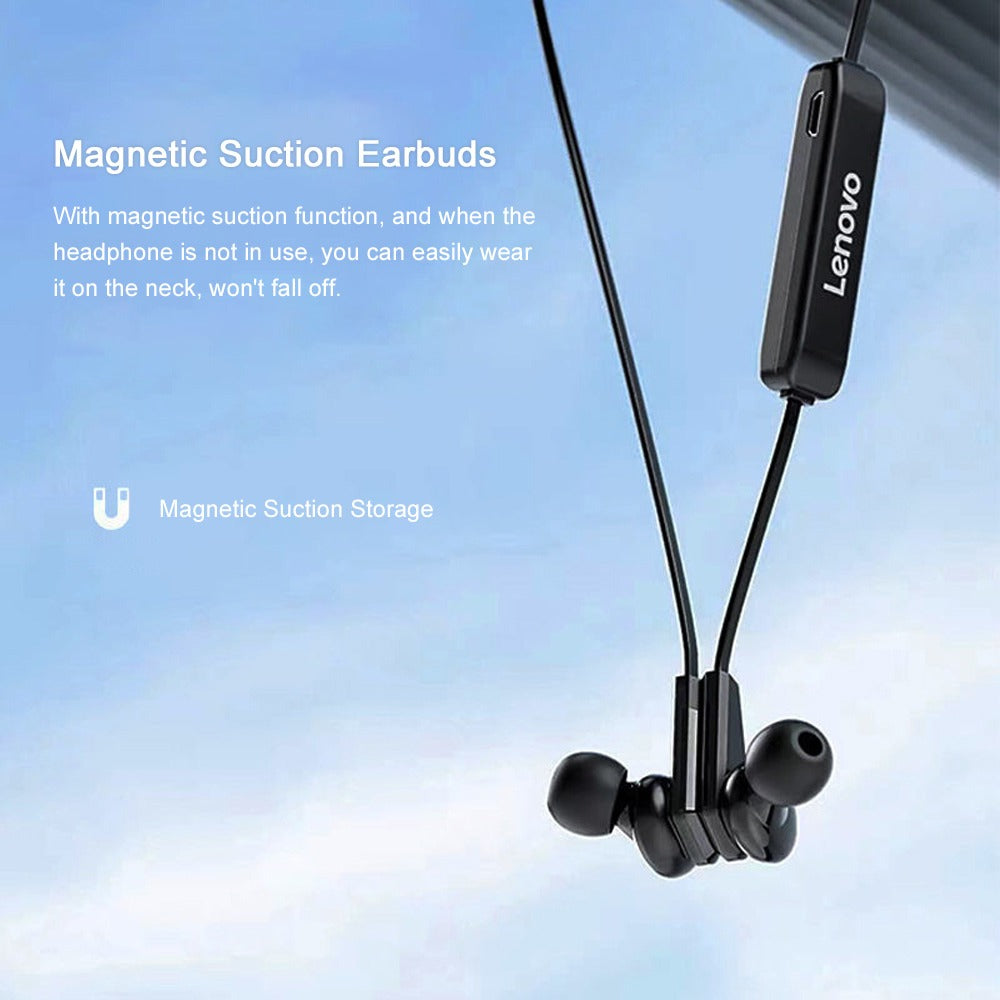 Audifonos Bluetooth Lenovo Deportivo He01 Negro Rojo – imagen 3