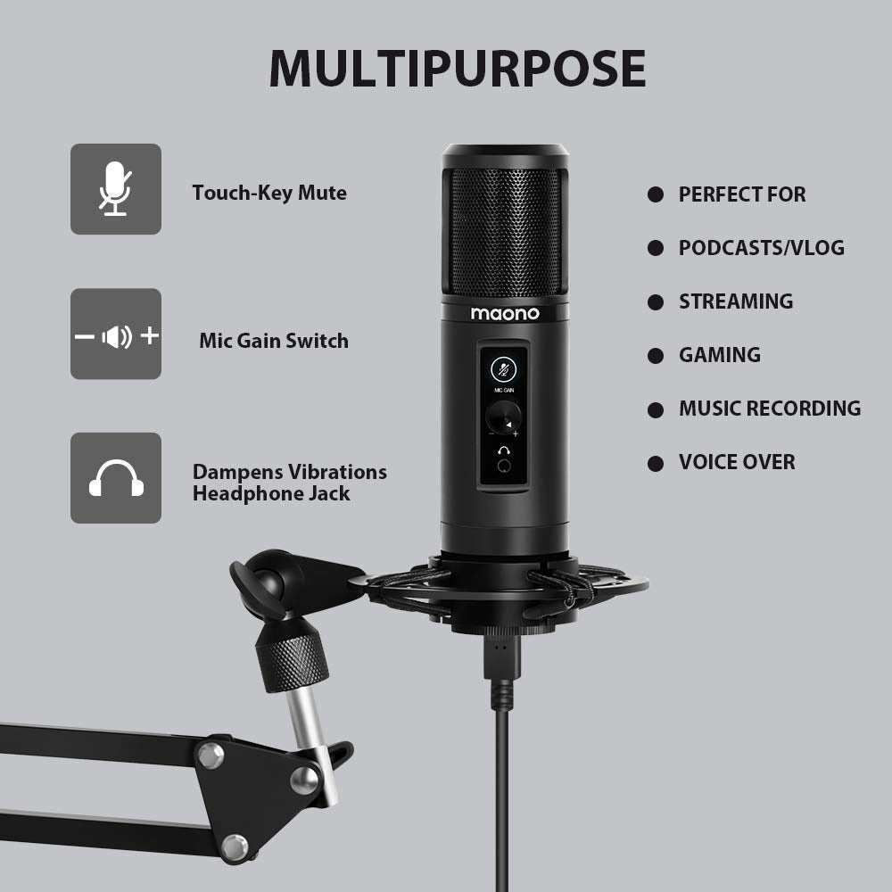 Kit Microfono Podcasting Usb Maono Au-pm422 Con Brazo Negro – imagen 5