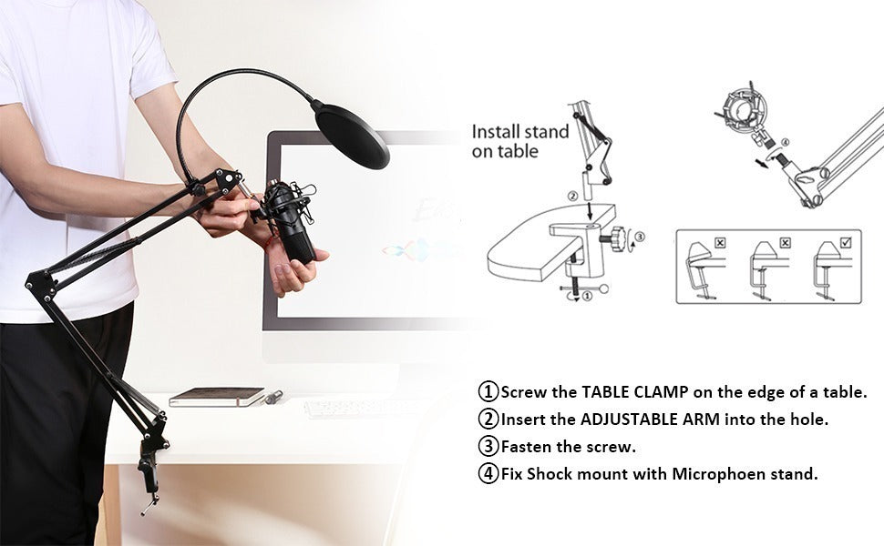 Kit Microfono Podcasting Usb Maono Au-a04 Con Brazo Negro – imagen 5