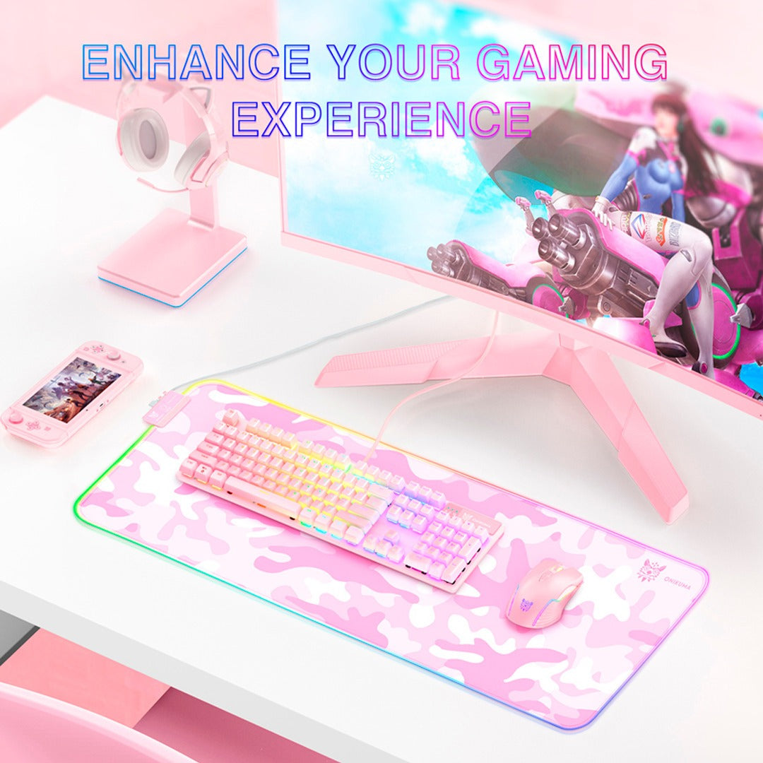 Mousepad Gamer Onikuma G5 Extra Largo 80x30cm Rgb Rosado – imagen 5