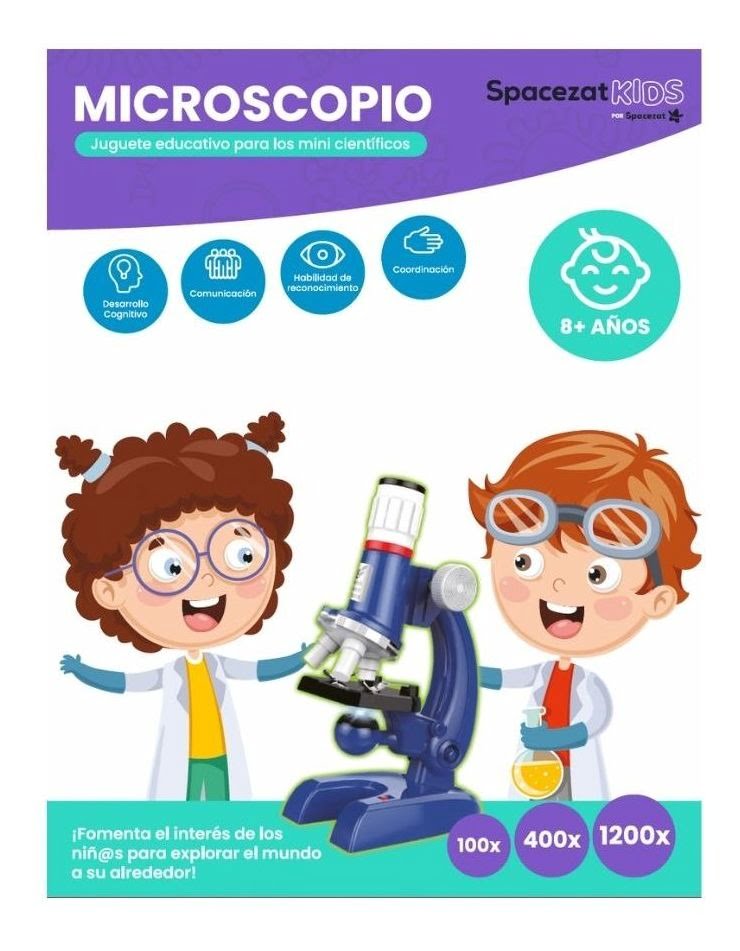 Microscopio Spacezat Educativo Para Niños Azul 100x400x1200 – imagen 4