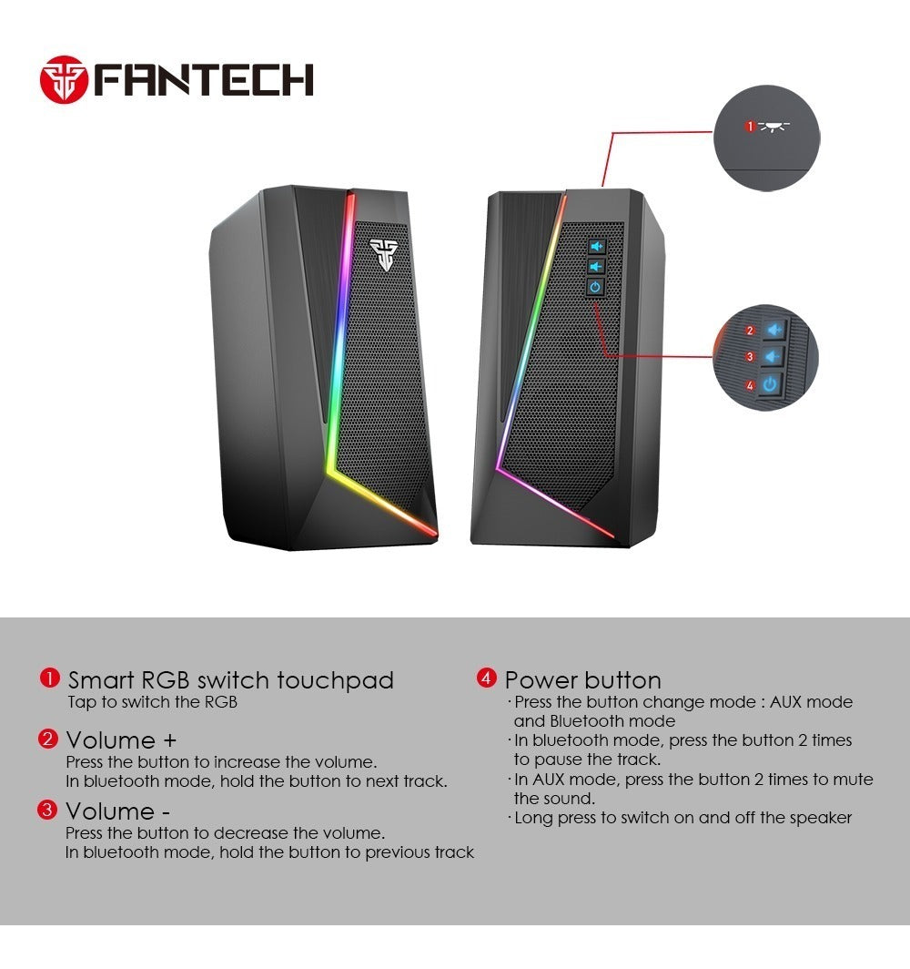Parlantes Gamer Fantech Gs 204 Rgb 2.0 Negro – imagen 4