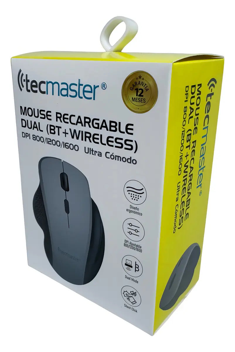 Mouse Recargable Dual Bluetooth Tecmaster TM-100562 Negro