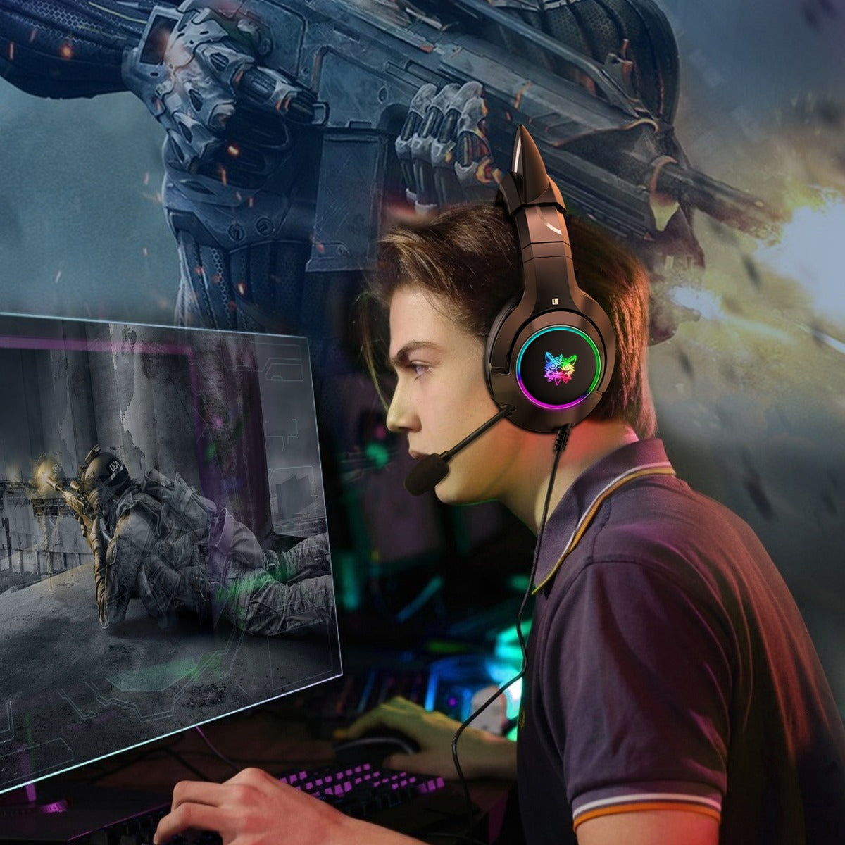 Audfonos Gamer Onikuma k9 Rgb Orejas 3.5mm Pc Ps4 Ps5 Switch Xbox – imagen 5