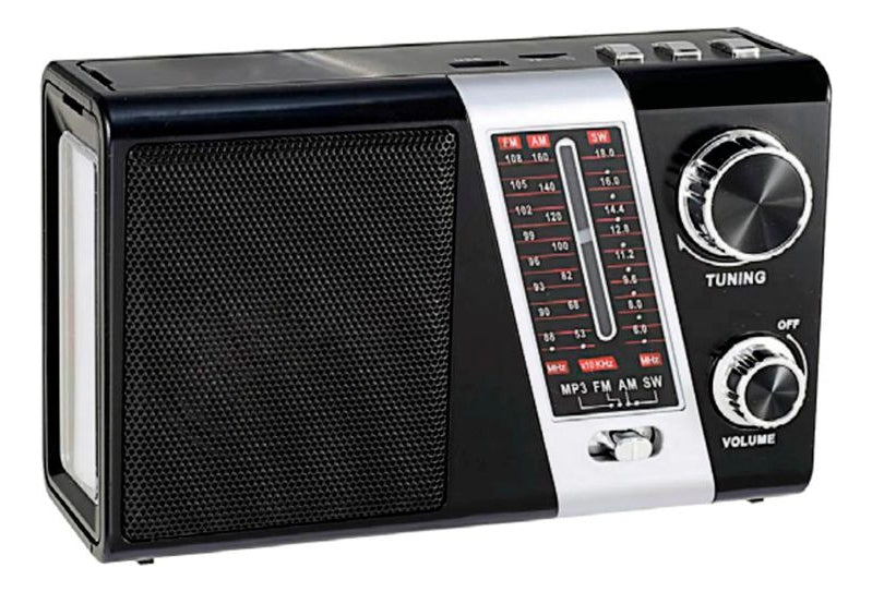 Radio Portátil AM FM SW Solar Band 3 LED USB TL635 Tecnolab Negro – imagen 2