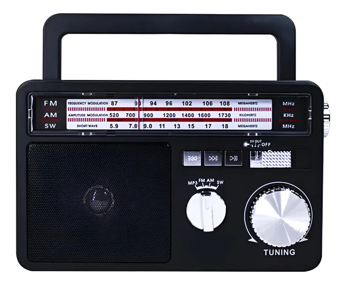 Radio Portátil Solar BT USB LED PowerSun TL637 Tecnolab Negro – imagen 3