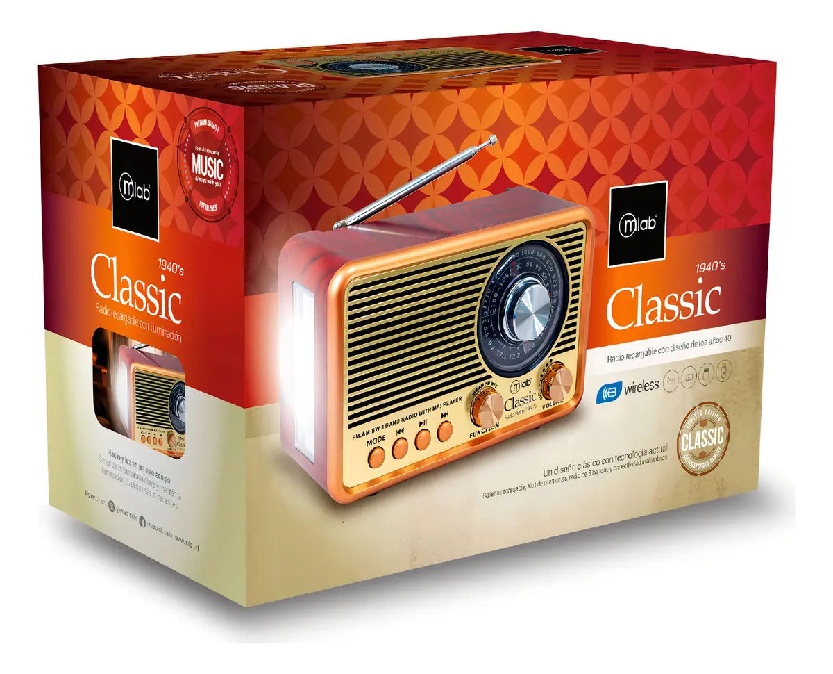 Radio Portatil Bluetooth Retro Classic 1940’s Microlab 9469 Cafe – imagen 2