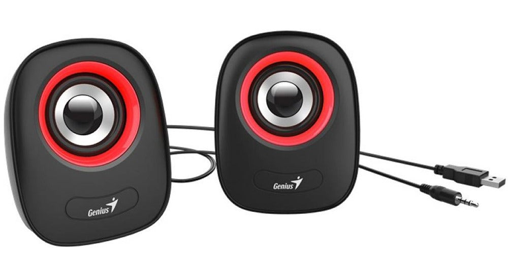 Parlantes Usb Genius Q160 Multimedia 6W 3.5mm Rojo – imagen 2
