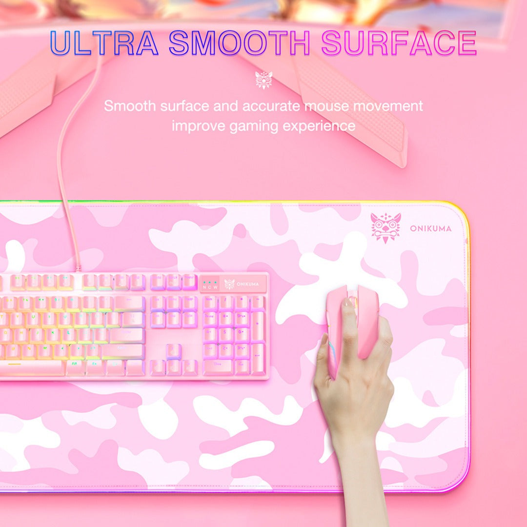 Mousepad Gamer Onikuma G5 Extra Largo 80x30cm Rgb Rosado – imagen 7
