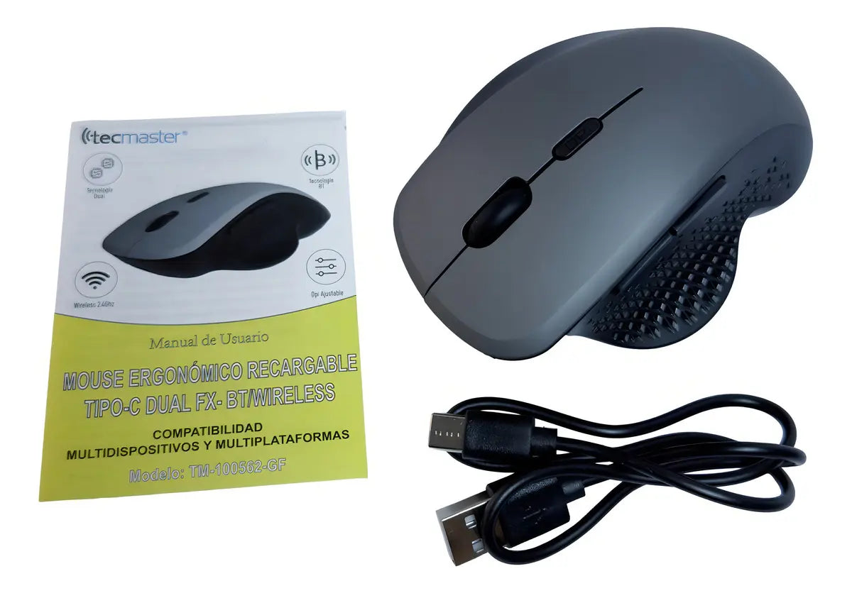 Mouse Recargable Dual Bluetooth Tecmaster TM-100562 Negro