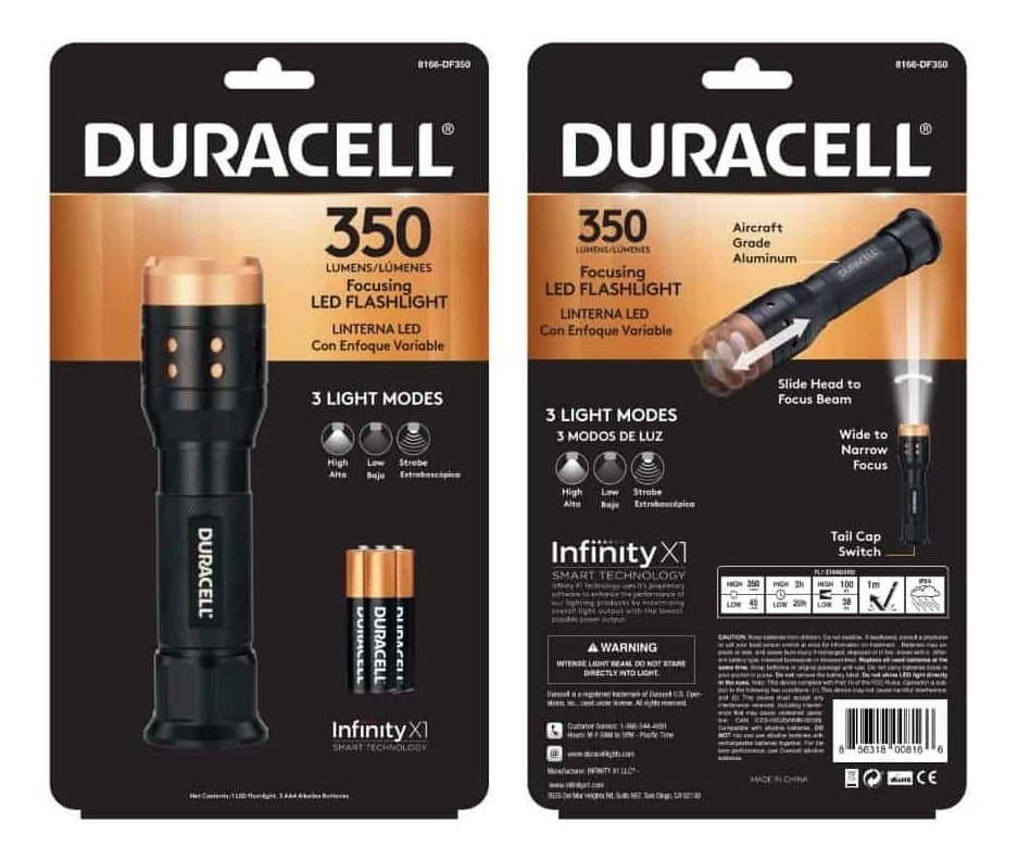 Linterna Led Duracell 350 Lumen Flashlight Negro – imagen 4