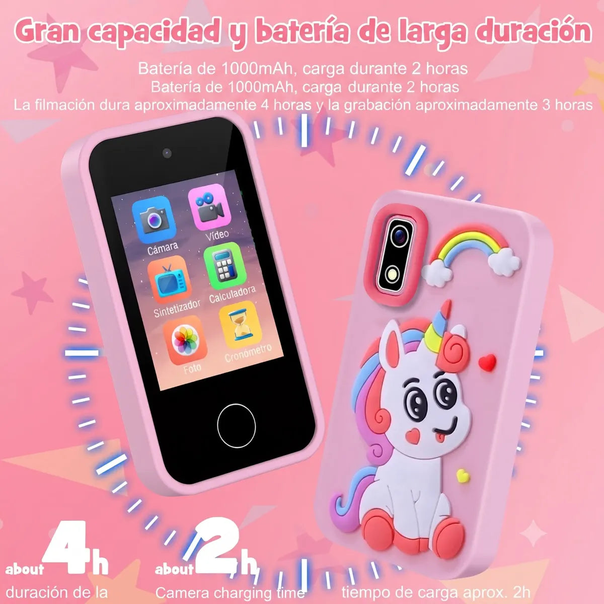 Teléfono Infantil Qiop A10 con Cámara 48 MP y Pantalla 2.8" Rosa - vista 6