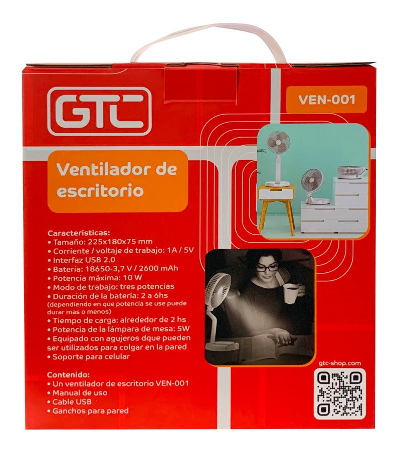 Ventilador De Escritorio Plegable Con Luz Gtc Ven-001 Blanco – imagen 6