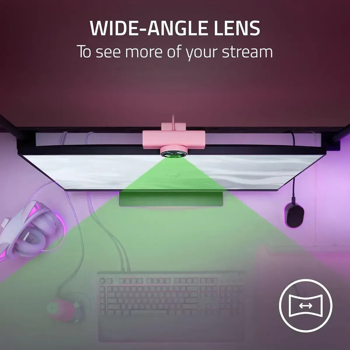 Camara Webcam Razer Kiyo V2 X Full Hd 1440p 60fps Rosa – imagen 3