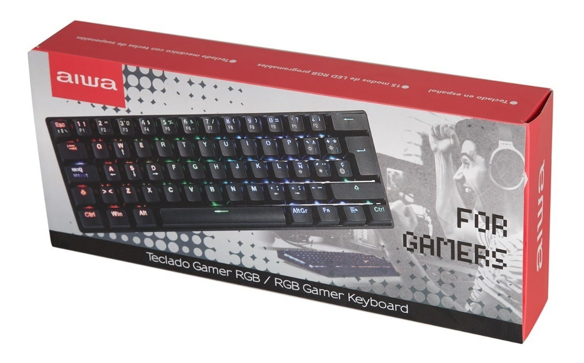 Teclado Gamer Mecanico Aiwa Gk100 RGB 60% Español Negro – imagen 5