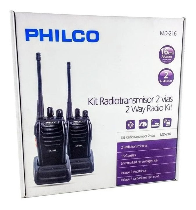 Kit 2 Radios Walkie Talkie Portatil Philco 16km Md-216 Negro – imagen 2