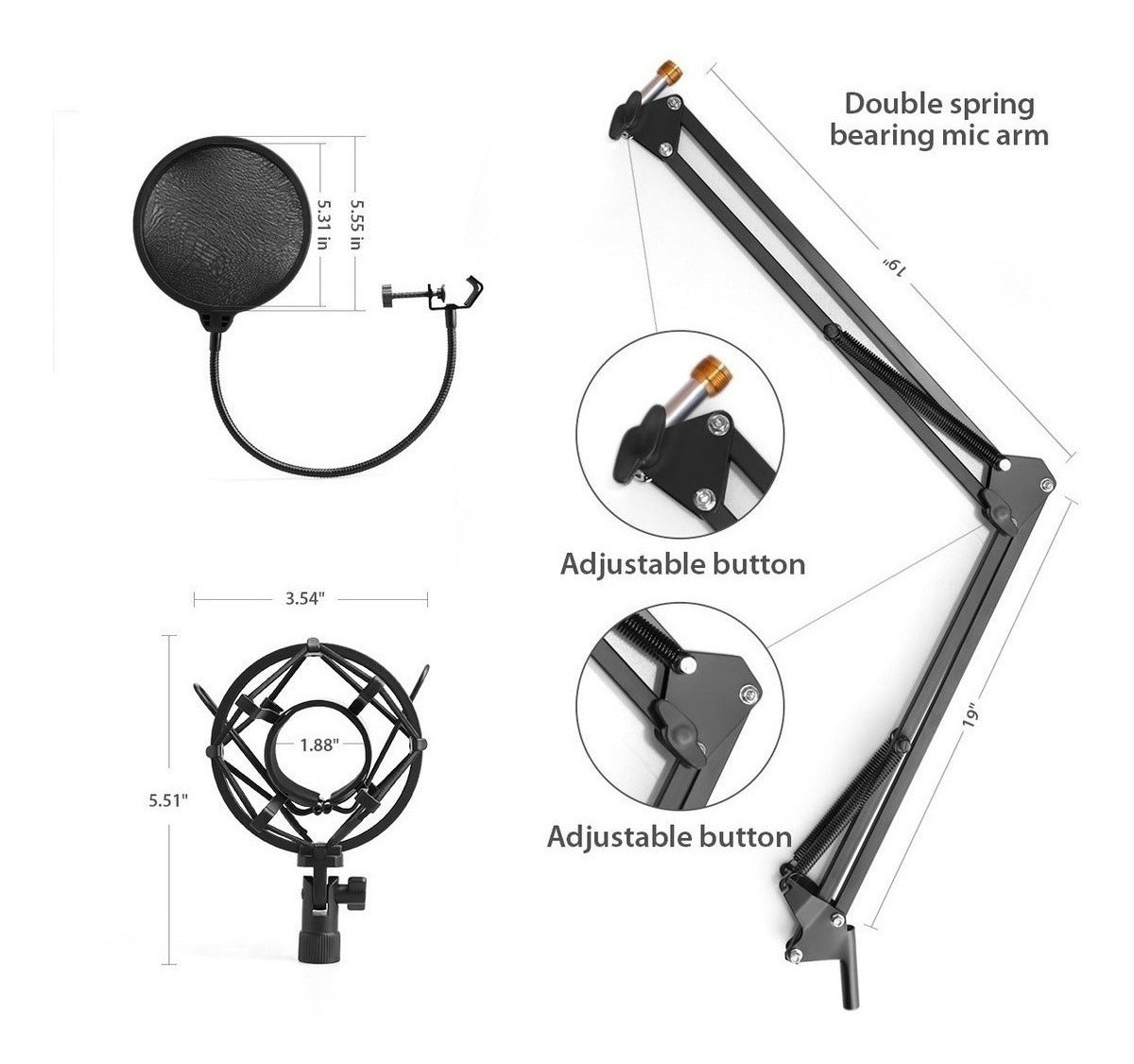 Kit Microfono Podcasting Usb Maono Au-a04 Con Brazo Negro – imagen 2