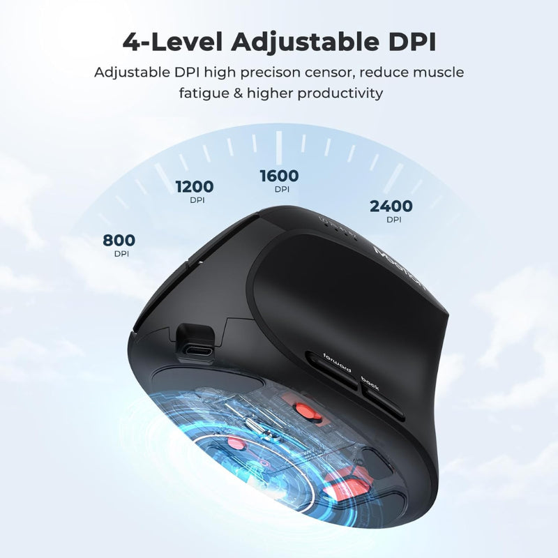 Mouse Vertical Dual Wireless Bluetooth Meetion Btm008 Negro – imagen 3