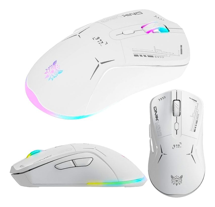 Mouse Gamer Inalambrico Recargable Onikuma Cw917 Rgb 4800dpi Blanco – imagen 3