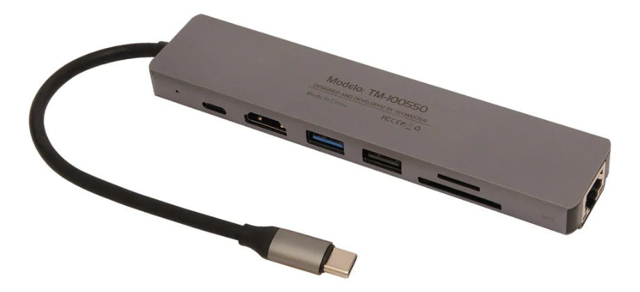 Adaptador Hub Tipo C 7 en 1 TM-100550 Tecmaster Gris – imagen 2