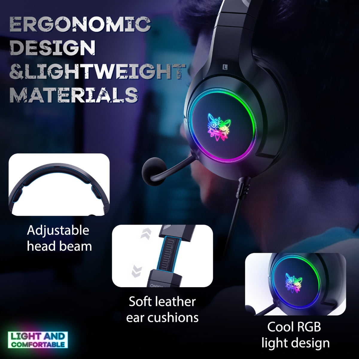Audfonos Gamer Onikuma k9 Rgb Orejas 3.5mm Pc Ps4 Ps5 Switch Xbox – imagen 7