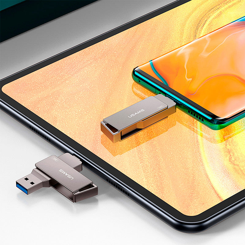 Pendrive Usams Dual Usb 3.0 + Tipo C 64 Gb Gris – imagen 2