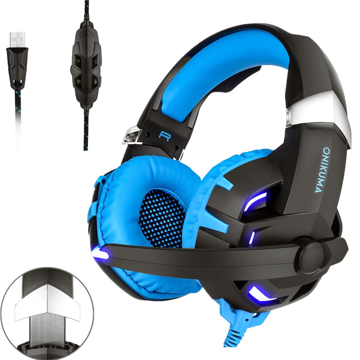 Audfonos Gamer Onikuma K2 7.1 Virtual Pc Ps4 Switch Xbox Azul – imagen 5