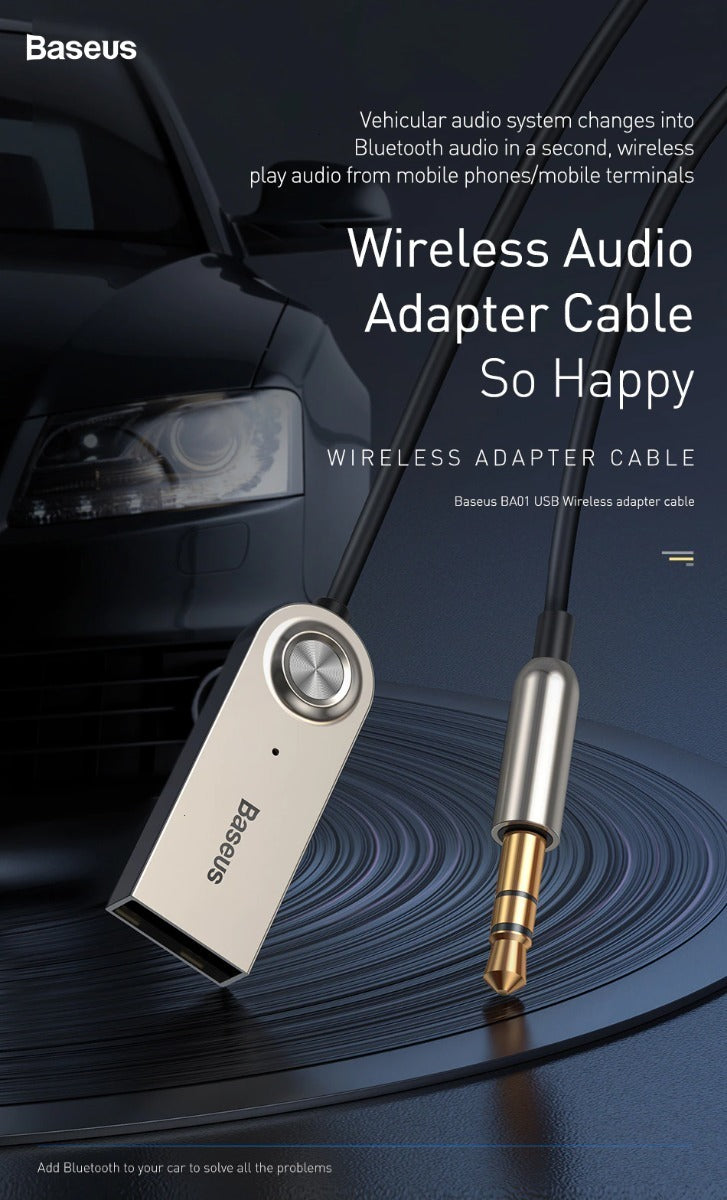 Receptor Bluetooth Auto Baseus Usb A Auxiliar 3.5mm Gris – imagen 5