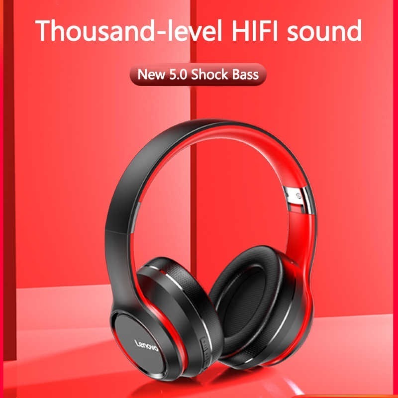 Audifonos Bluetooth Lenovo HD 200 Negro Rojo – imagen 5
