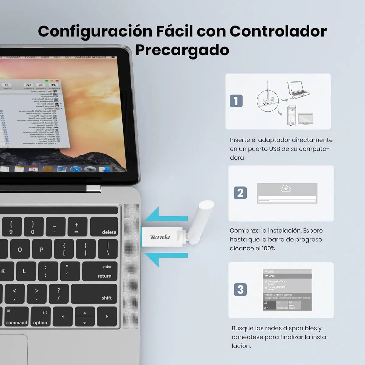 Antena Tenda U2 Adaptador Wi-fi Usb Mini Inalambrico Blanco – imagen 2