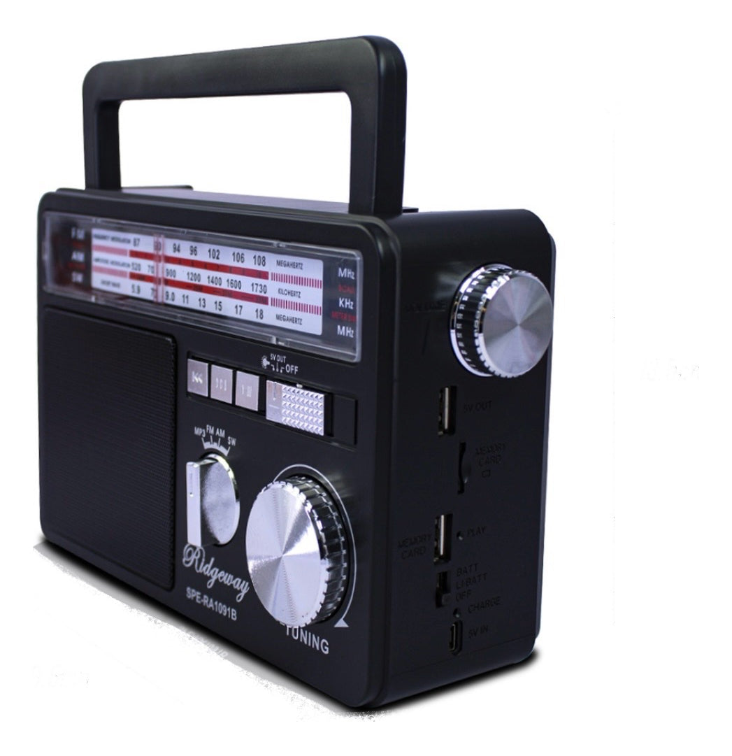 Radio Portátil Solar BT USB LED PowerSun TL637 Tecnolab Negro – imagen 2